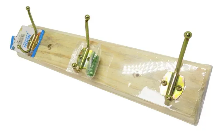 Perchero De Pared De Madera Y Metal Con 3 Ganchos Para Colgar