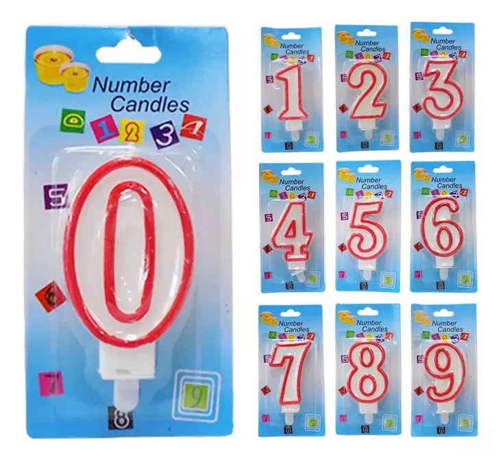 un Pack de 10 Velas Numéricas Velas De Cumpleaños Multicolores Number Candles