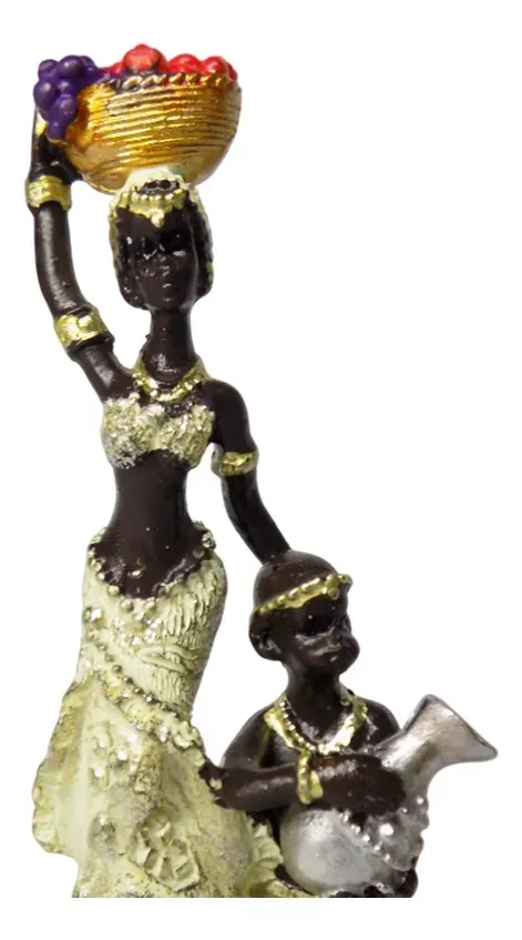 Set X4 Estatuillas Mujer Africana Con Niño De 15cm  Figuras Decorativas