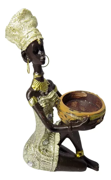 Set X4 Estatuillas Esculturas de Mujer Africana 16cm De Alto Para Decoracion