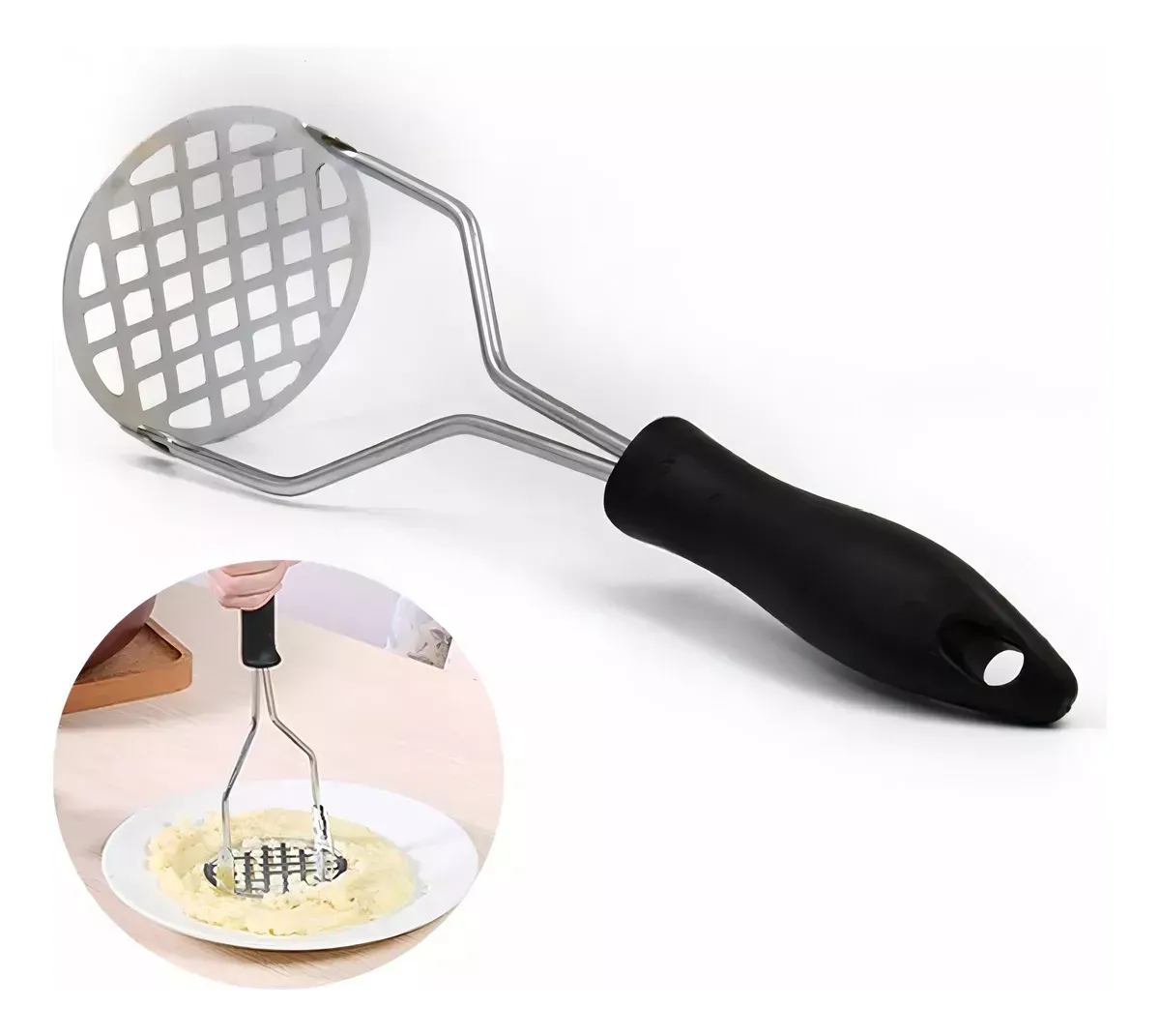 Triturador De Papas Acero Inoxidable Manual Pisapapas De Grado Alimenticio.