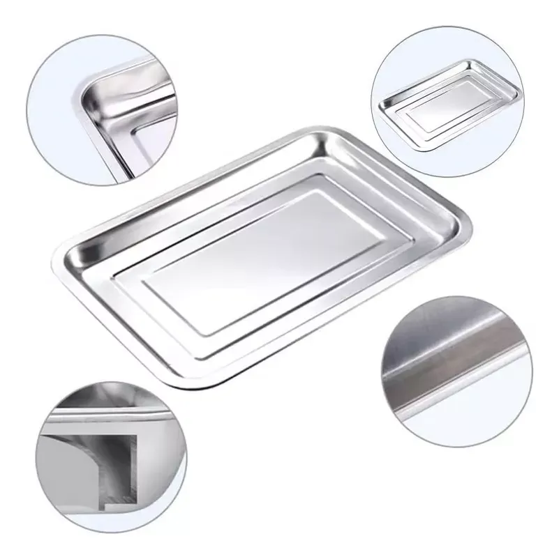 Asadera Bandeja Acero Inoxidable Fuente De 40cm De Largo Parrilla para alimentos