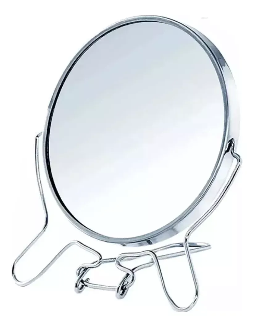 Espejo Para Maquillaje Doble Faz 8 Pulgadas, Base Soporte De Metal