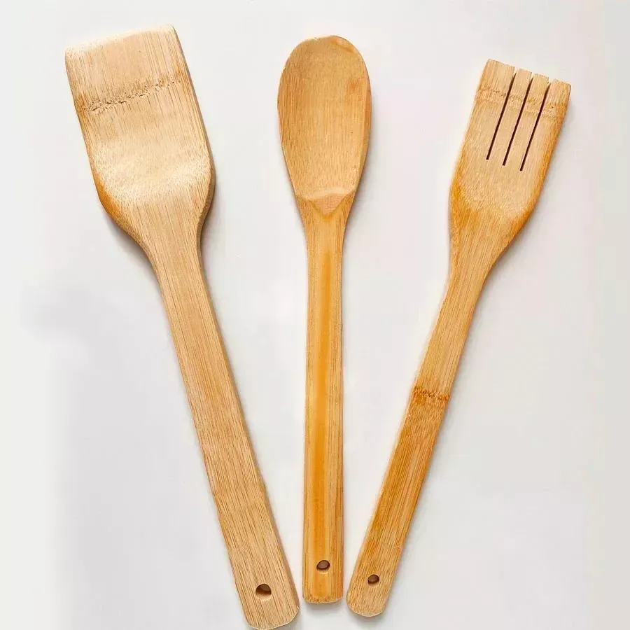 Set De Utensilios De Cocina De Bambú 3 Piezas. kit de utensilios de cocina de bambú