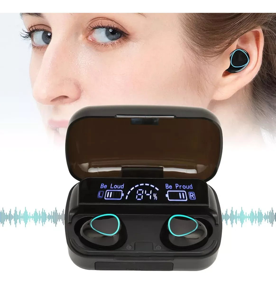 Auricular Bluetooth Estuche Inteligente Luz Led IPX7