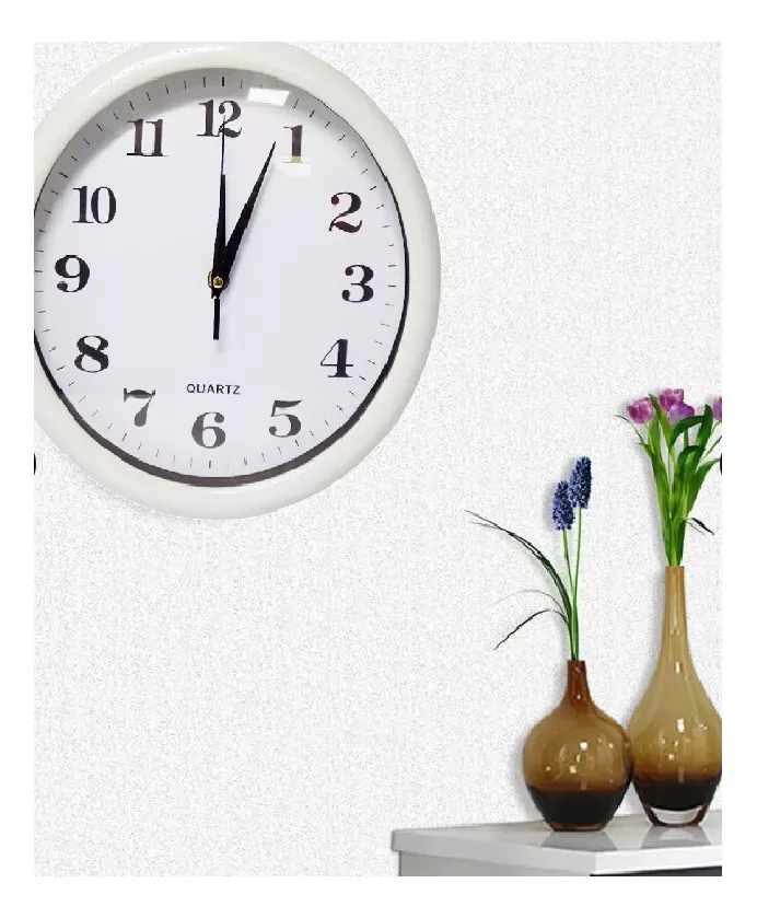 Reloj De Pared Analógico Silencioso Circular De 27cm