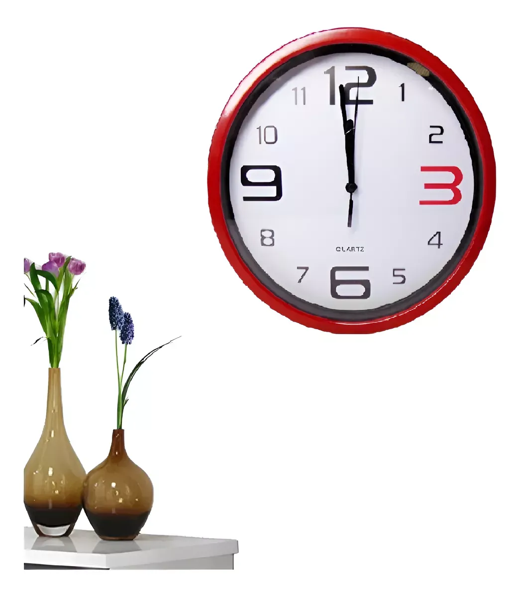 Reloj Clasico De Pared Analógico Circular De 24.5cm Silencioso