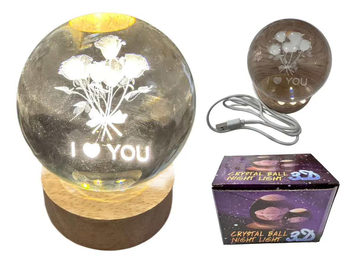 Veladora Lampara 3d Bola De Cristal Luz Para Interiores de 8cm