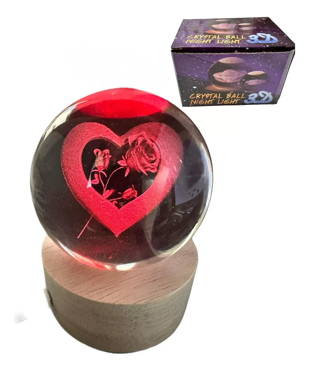 Veladora Lampara Bola De Cristal Recargable 3d Con Boton