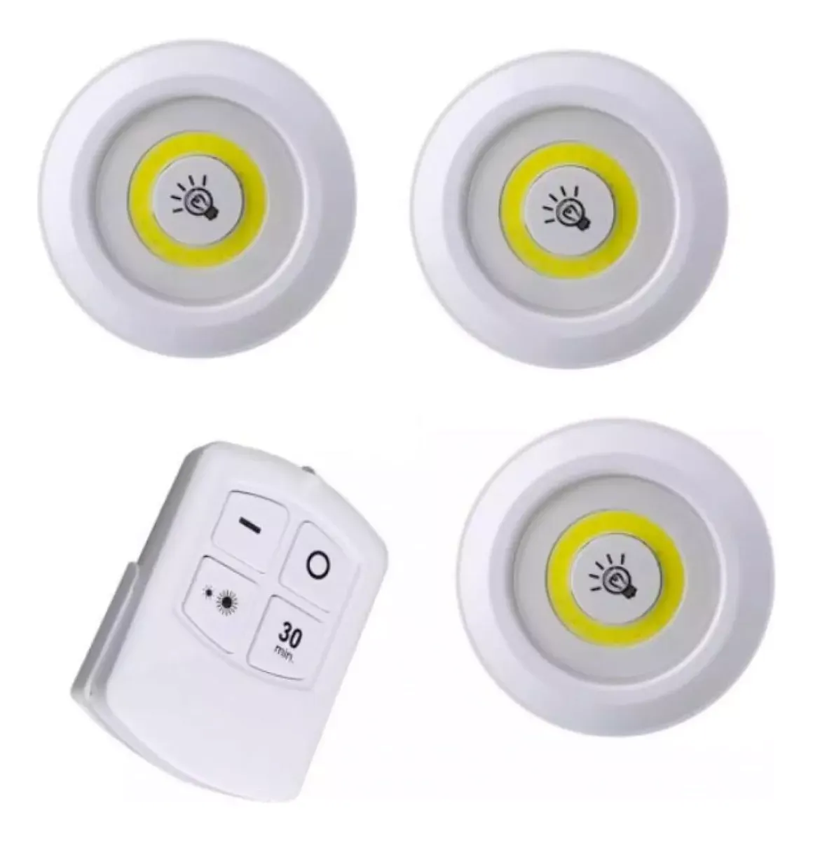Set 3 Lámparas Led Adhesivas Inalámbrico Redondas A Pila