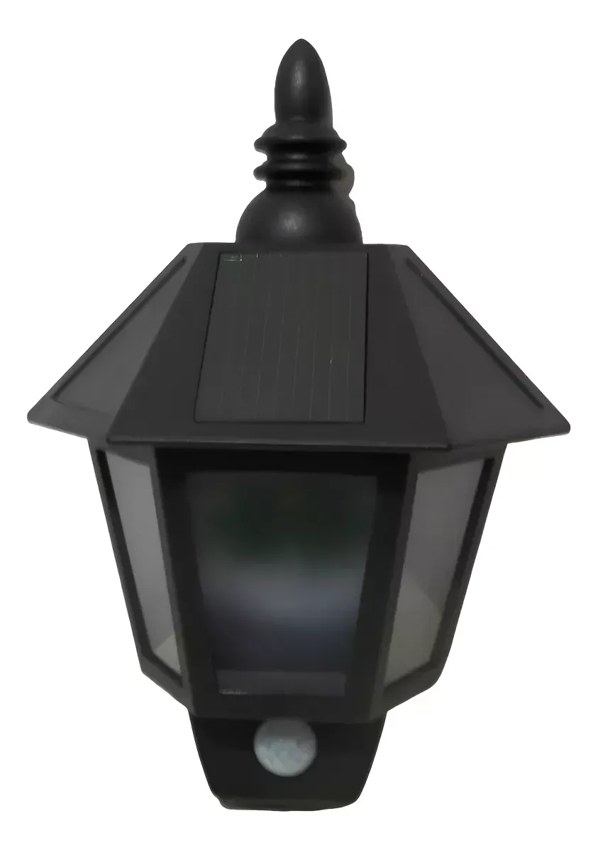 Farol Solar Foco Lampara Colonial Led De Exterior Con Sensor Color Negro