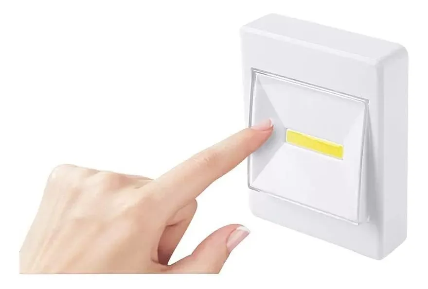 Luz Led Con Llave Simple Tipo Switch Inalámbrica A Pila De Pared