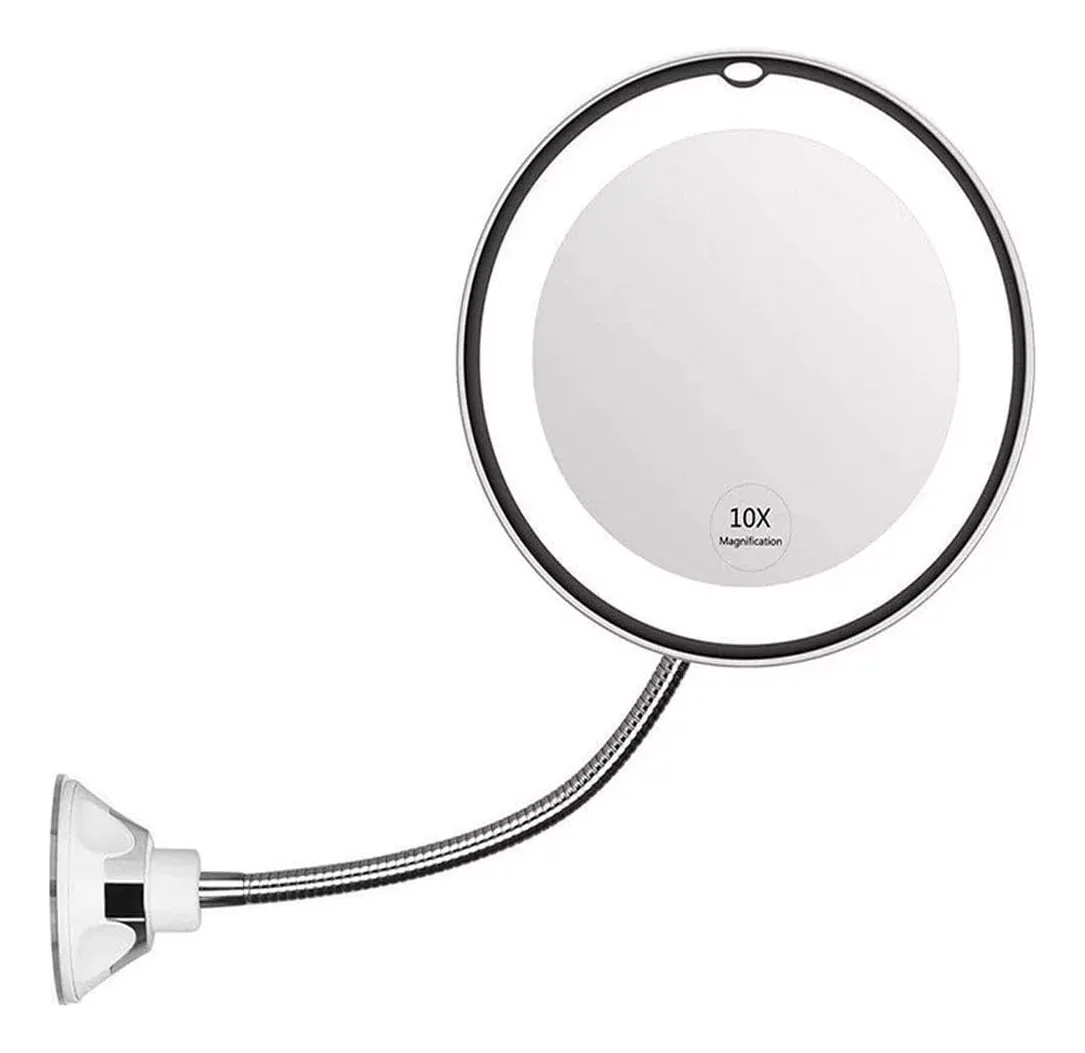 Espejo Con Aumento 10x Flexible De Maquillaje Con Luz Led