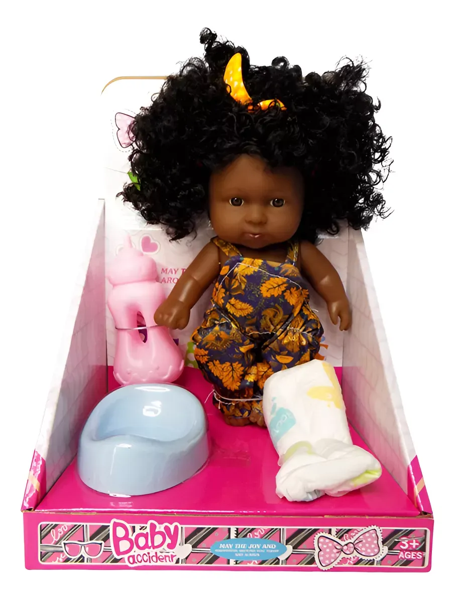 Muñeca Negra Muñeca Bebé Con Accesorios Medidas 20 Cm Para Niñas