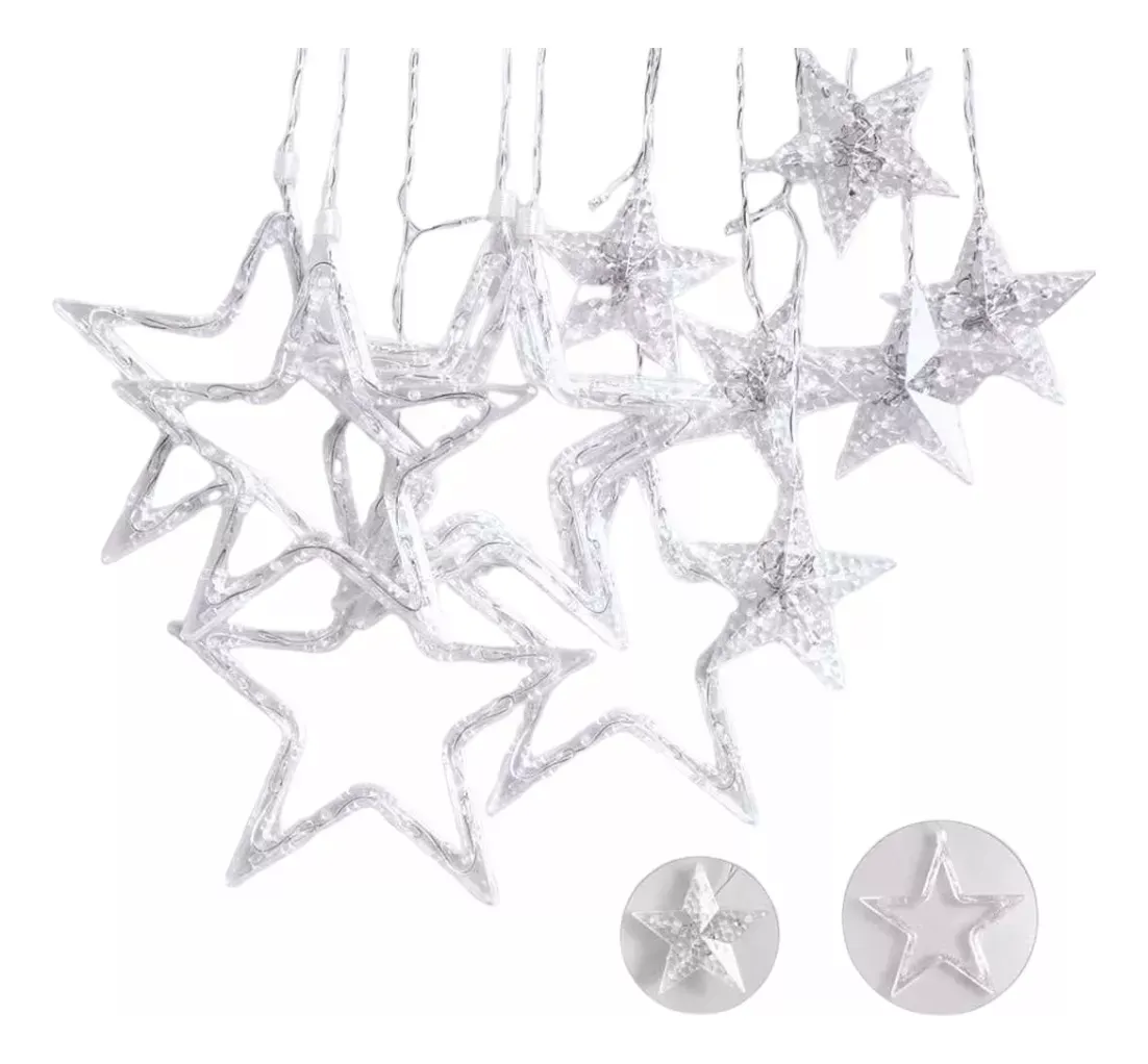 Guirnalda De 95 Luces Luz Calida Formas De Estrella Con Control