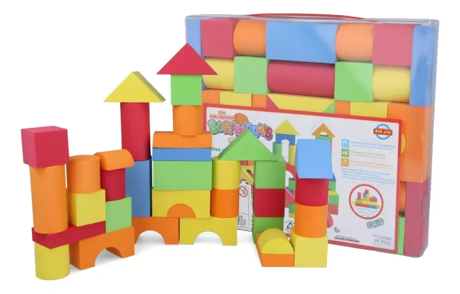 Juego De Construcción Goma Eva Bloques 38 Piezas Para Niños
