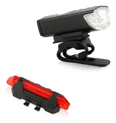 Luz Bici Foco Linterna Frontal + Trasera Recargables Bateria de 800 mAh