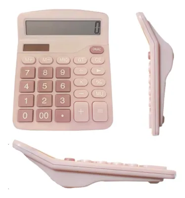 Calculadora Comercial 12 Dígitos UltrafinA 4 Funciones Escolar Color Rosada