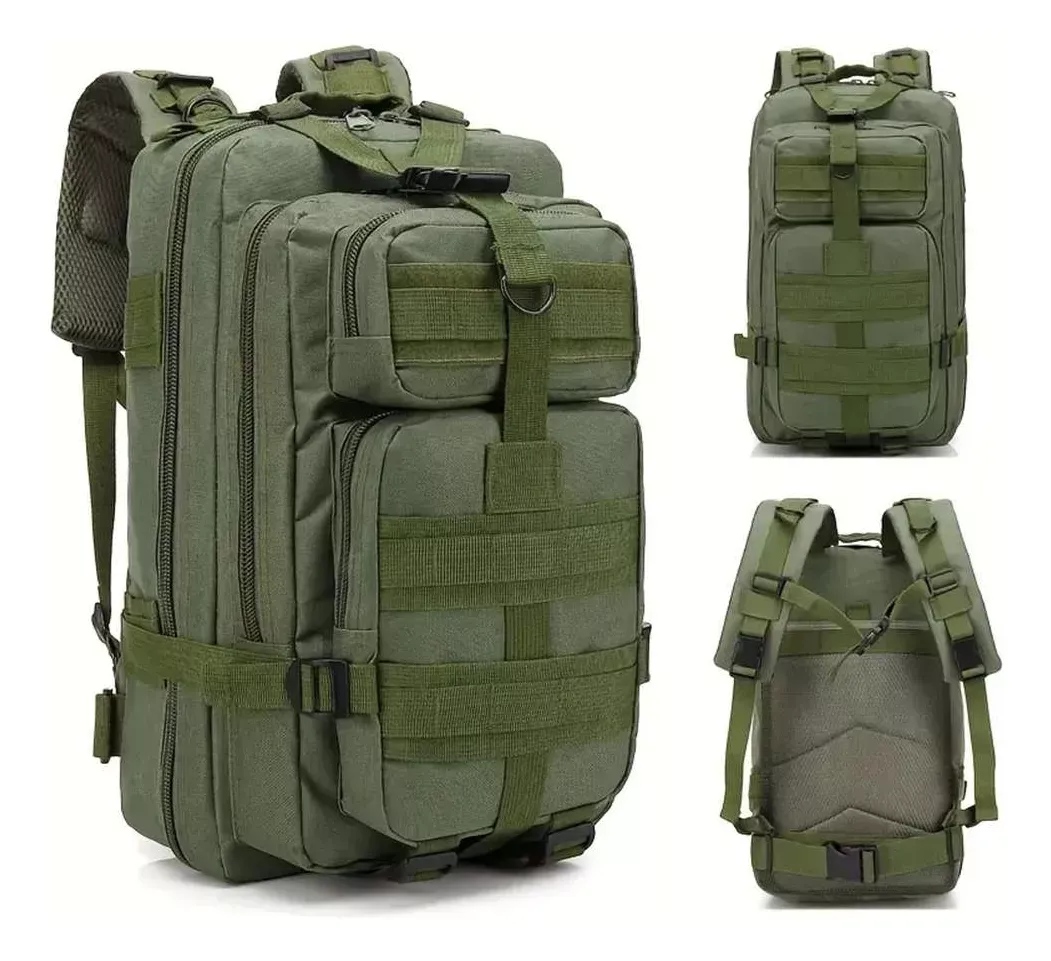 Mochila Táctica Grande Tactica Camping Color Verde 4 compartimientos