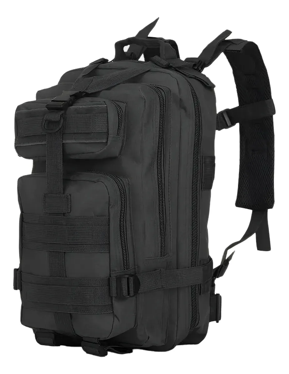 Mochila Táctica Grande Color Negro Tactica Camping Tela Resistente
