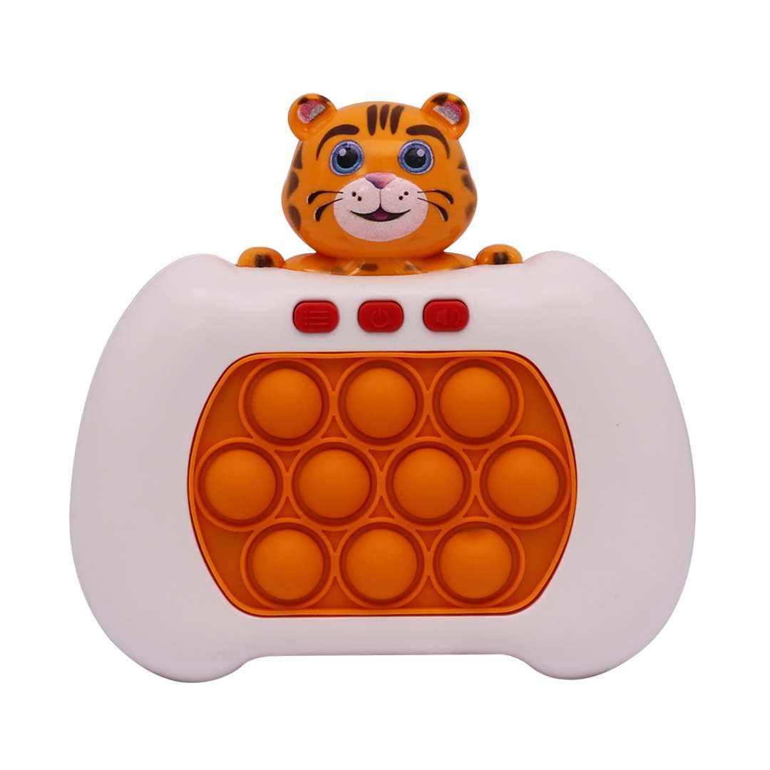 Mini Juego Pop It Tigre Consola Electrónica Luz Y Sonido  Blanco con Anaranjado