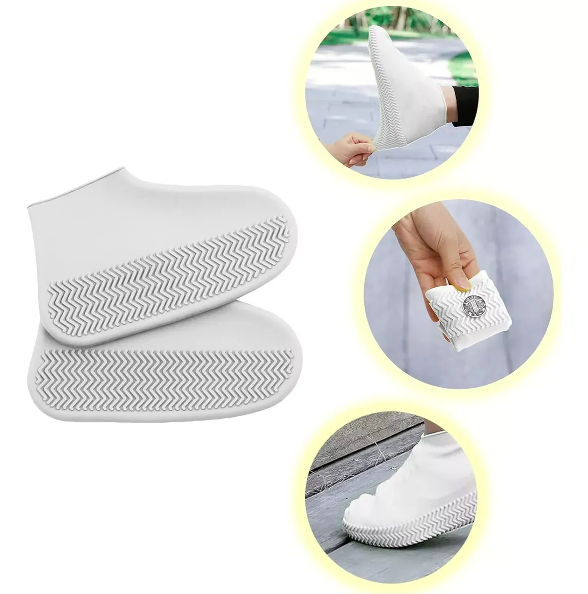 Zapatones de Silicona Cubre Calzado Blanco M 35-39 Antideslizante