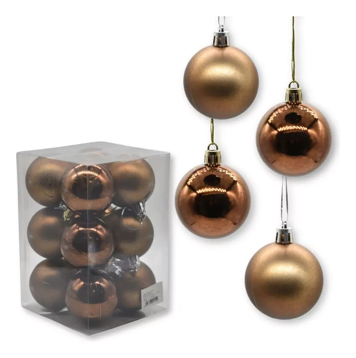 12 Bolas De Navidad De Color Marrón 4.5cm Diametro