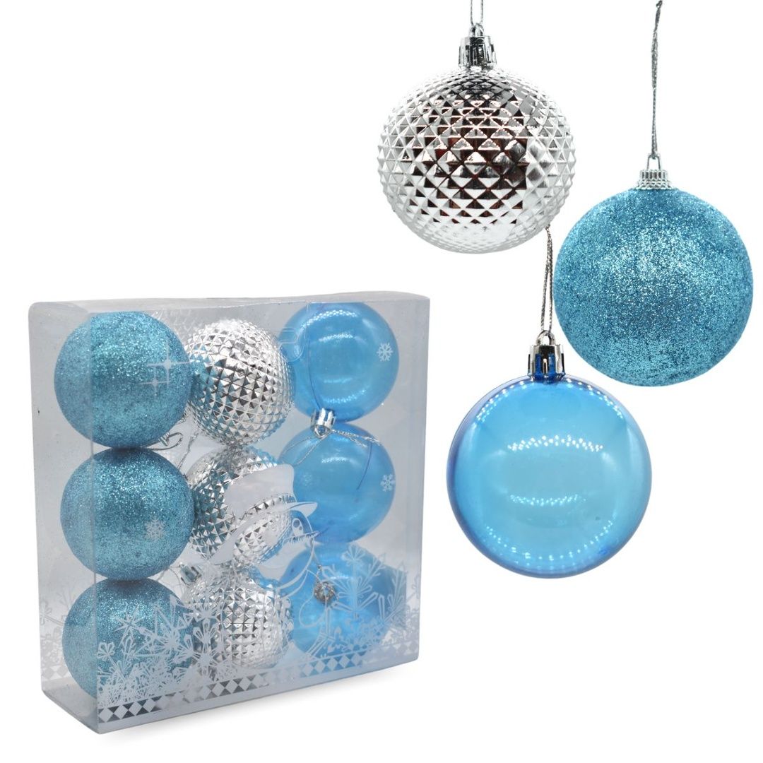 Adornos Colgante De Navidad Chirimbolos Celeste y Plateado de6cm