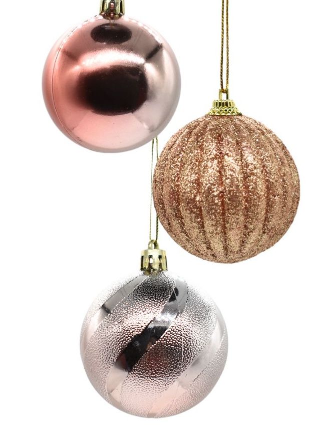 Adorno De Navidad Colgable Chirimbolos Rosa Gold 20 Bolas