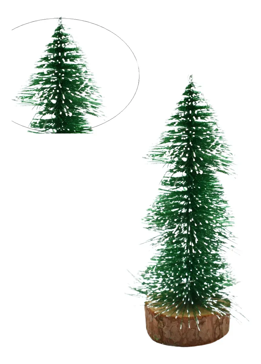 Arbolito De Navidad Decorativo De 18cm Puntas Blancas Verde