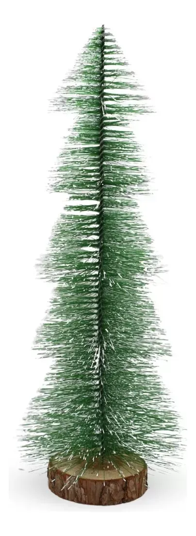 Arbolito De Navidad Pequeño Base de Madera De 36 Cm Puntas Blancas