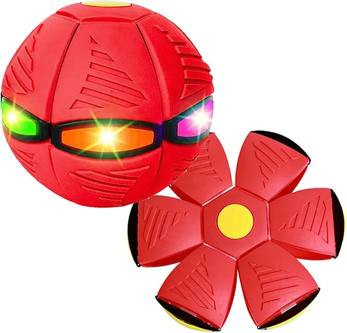 Pelota Mágica Rojo Disco Volador Con Luz Juguete 2 En 1