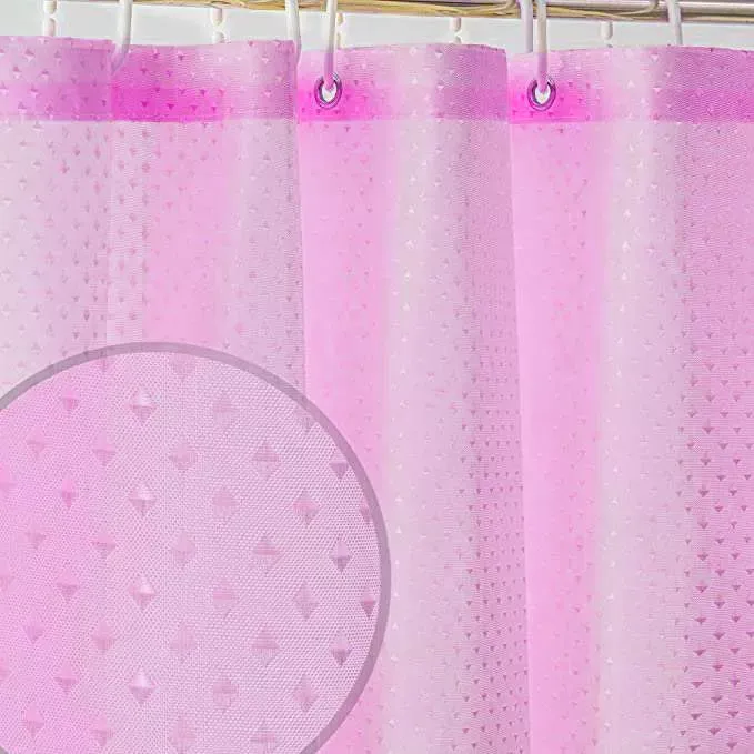 Cortina De Baño Rosa Impermeable Tela Símil