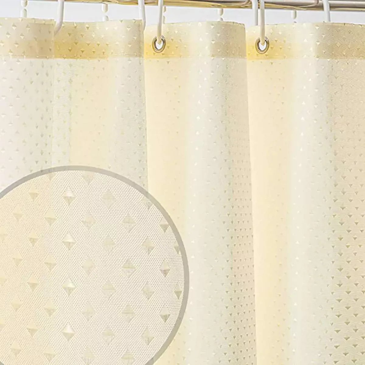 Cortina De Baño Tela Símil Impermeable Con 12 Ganchos