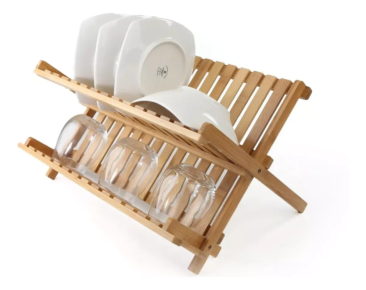 Escurridor De Madera Plegable Para Secar Platos 2 niveles