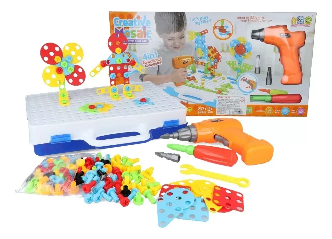 Juego Didáctico Con Manual Para 43 Diseños  mosaico 4 En 1
