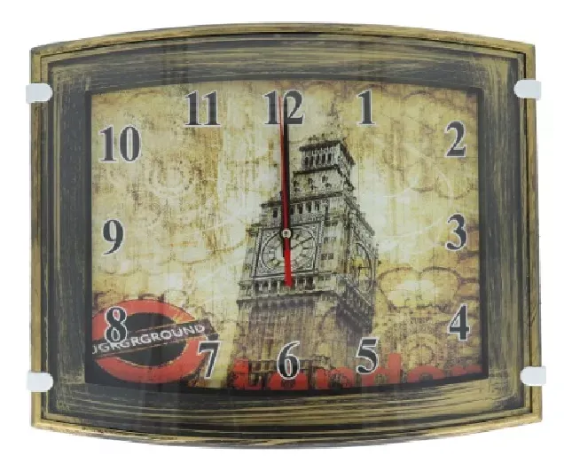 Reloj De Pared De Estilo De Madera Rectangular vintage