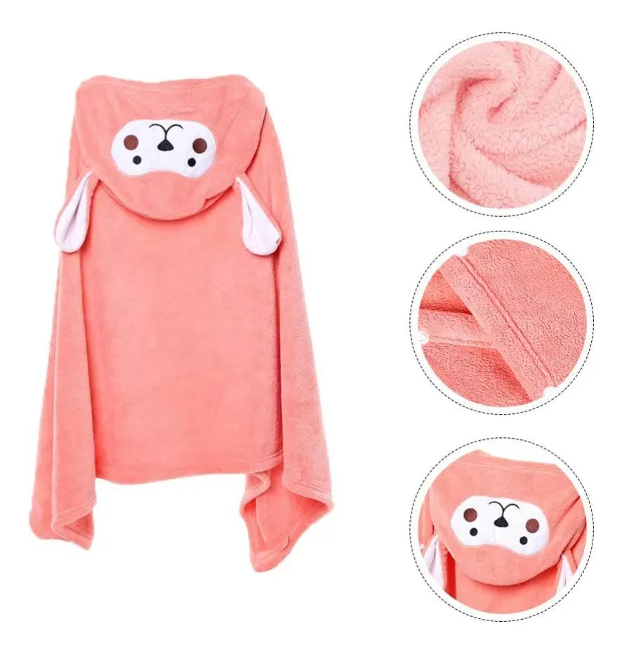 Toalla Para Bebe Animales Franela Frazada Infantil Rosa/ Celeste
