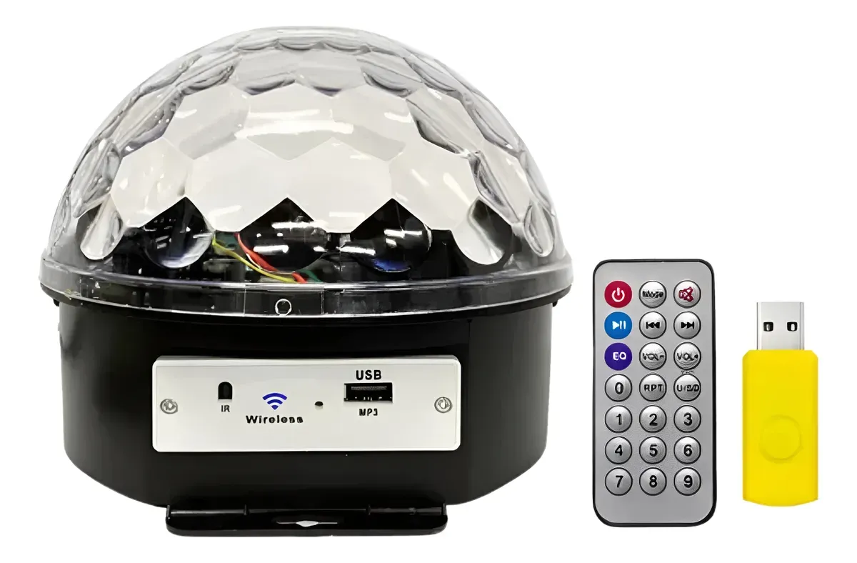 Bola Luz Led Rgb Audioritmica Media Esfera Alta Luminosidad Inalambrico