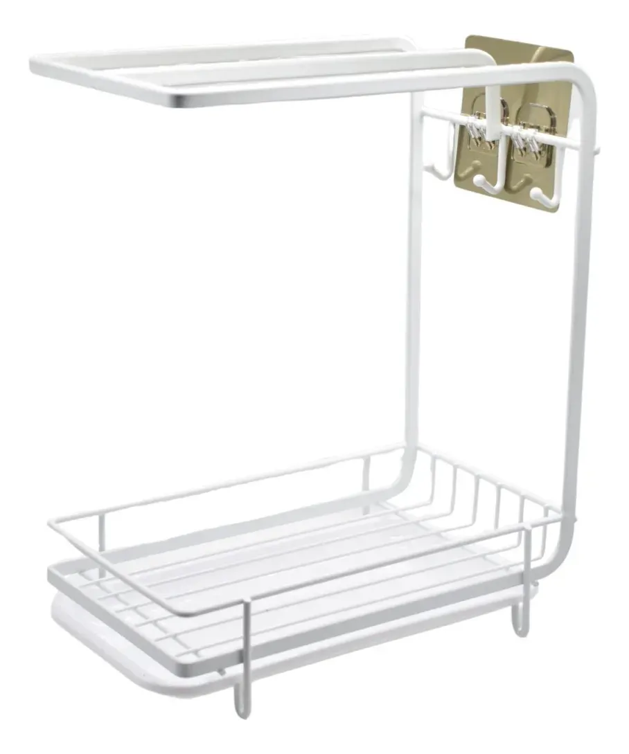 Organizador de Acero Blanco Soporte Con Adhesivo Para Cocina