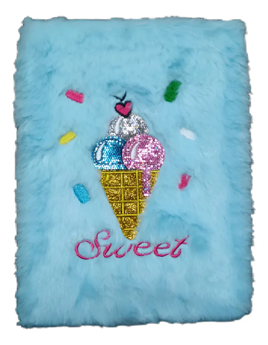 Libreta Infantil Diseño Helado Textura Peludita Esponjoso A5 14,8×21cm