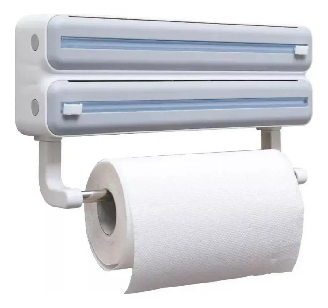 Dispensador de Envoltorios Rellenable Organizador Con Cortador Montaje En Pared