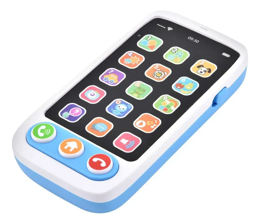 Teléfono De Juguete Plastico Celeste Para Niños Luces Y Sonido