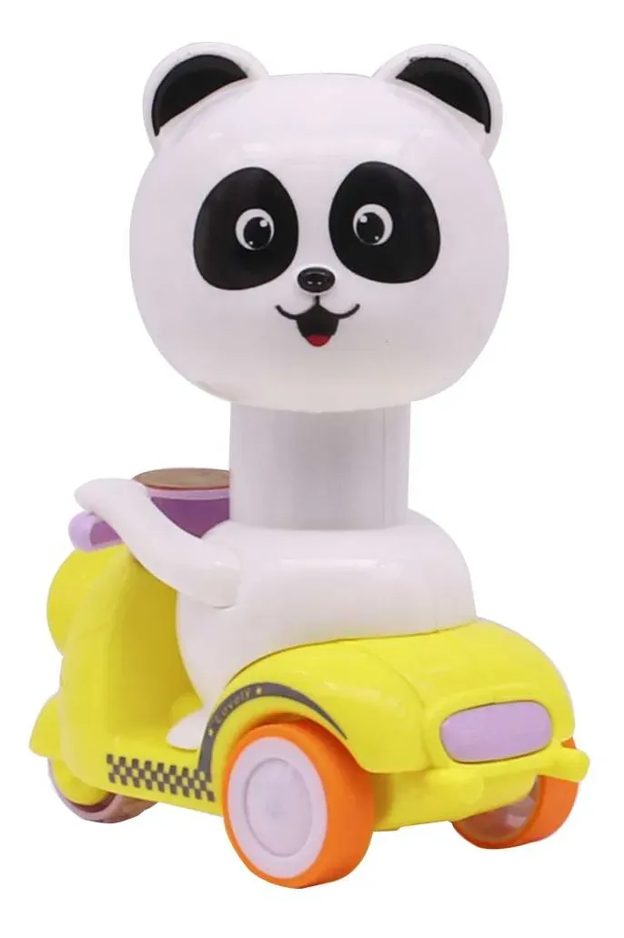 Animalitos De Juguete Diseño Panda Montado En Motocicleta Color Blanco