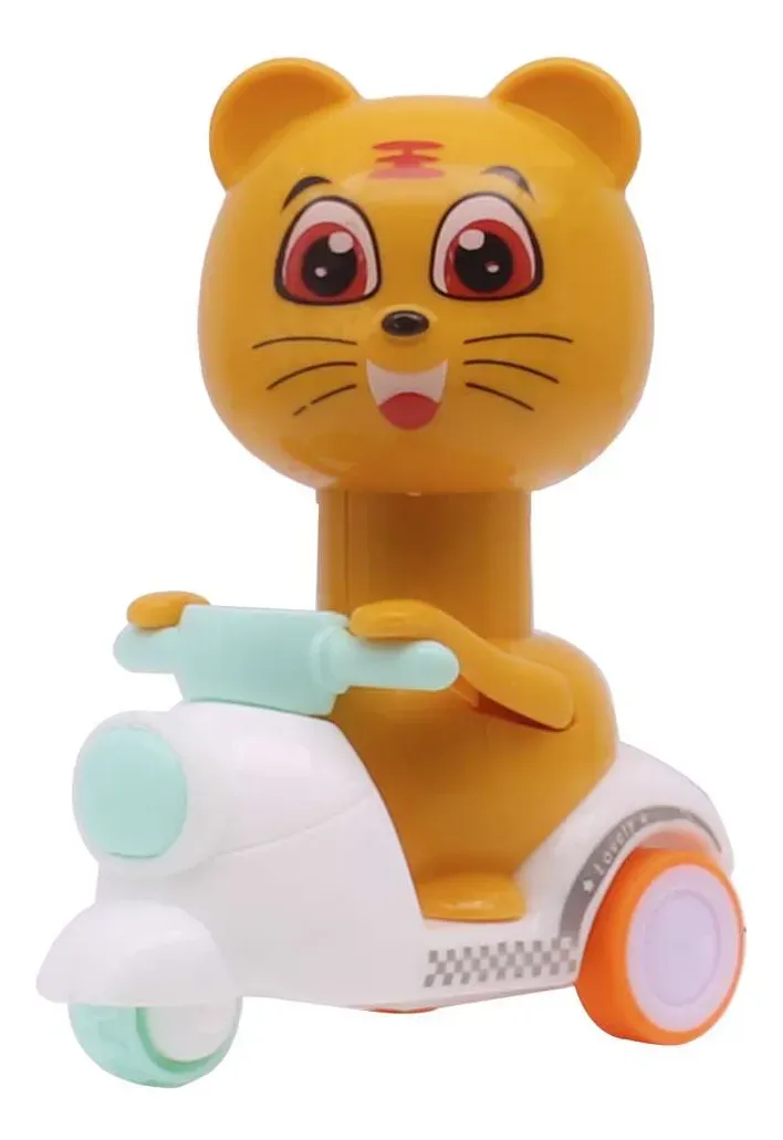 Motocicleta De Juguete Animalito Diseño Gato Naranja