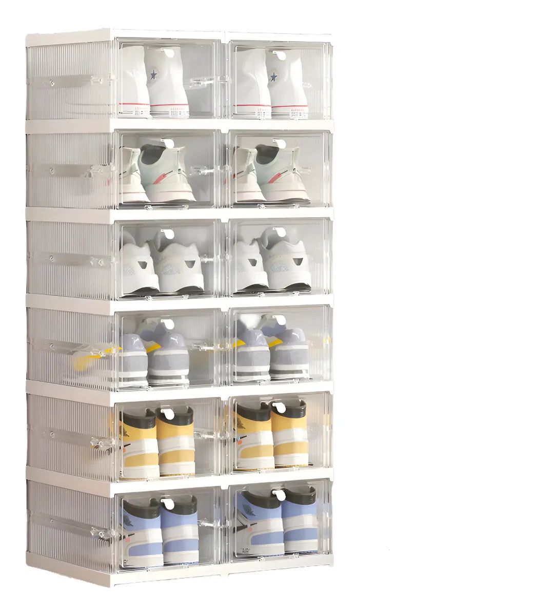 Cajas De Zapatos Organizadora de 6 Pisos Y Puerta Transparente Plegable