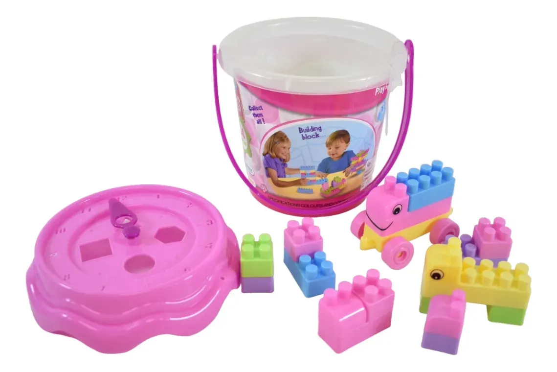 Bloques En Balde 5 x 13 cm Rosado 24 Pcs Para Niños Y Niñas