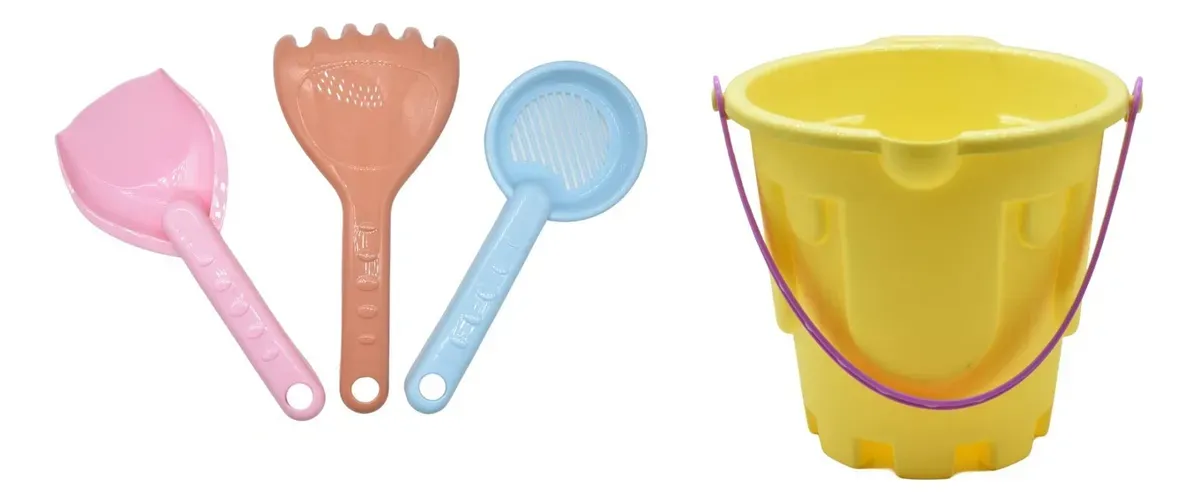 Cubo Plástico Para Playa, Arena, Castillo Juguete Accesorios Para Niños