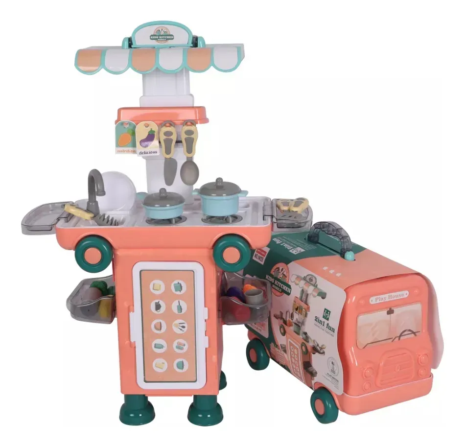 Set De Helados Infantil Autobús 2 En 1 Con 36 Piezas color rosa