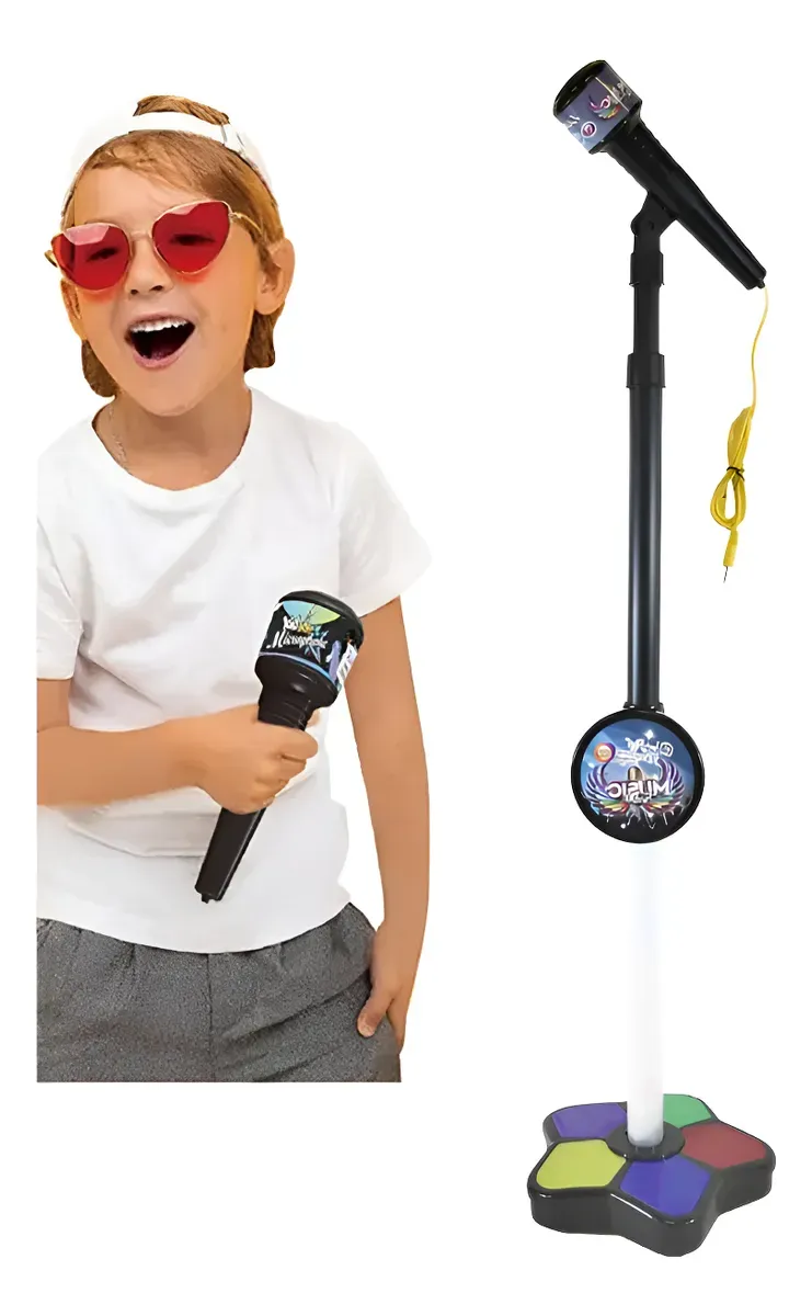 Micrófono Para Kareoke De Pie Infantil A Pilas Color Azul